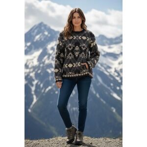 Banana Republic Cabinwear Sweater Wool Blend Aztec Tribal Knit Pullover M